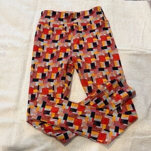 LuLaRoe NWOT Girls' Multicolor Block Print Leggings - Red, Black, Yellow, Pink